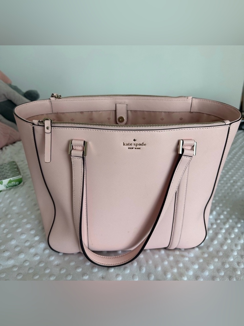 Kate Spade New York Light Pink Saffiano Leather Large Tote Bag